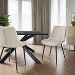 Set stoelen Monroe fluweellook - crème, Set van 8, Verzenden, Nieuw