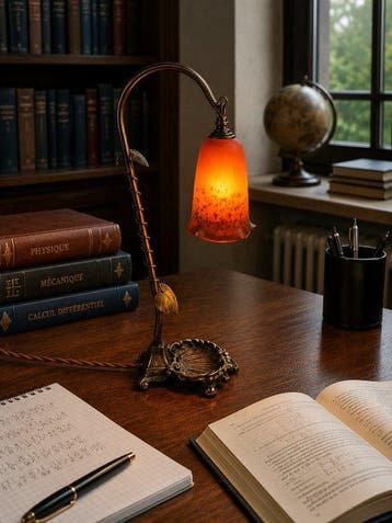 Muller Frères - Lamp - Bureaulamp in Art Nouveau-stijl met, Antiek en Kunst