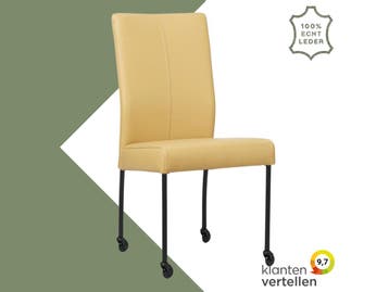 Leren eetkamerstoel Comfort met wieltjes - Toledo Dessert, Huis en Inrichting, Stoelen, Overige kleuren, Nieuw, Leer, Ophalen of Verzenden