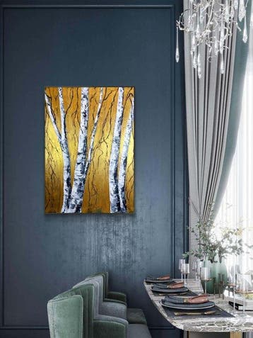 Jana Noldin - Original Painting Birches in gold