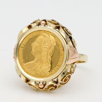 Ring - 14 karaat Geel goud - Muntring, Sieraden, Tassen en Uiterlijk, Ringen, Nieuw
