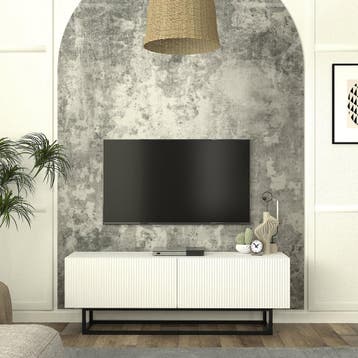 Tv-meubel Verpsboga kort frame 135x32x47 cm wit [en.casa], Verzenden, Nieuw