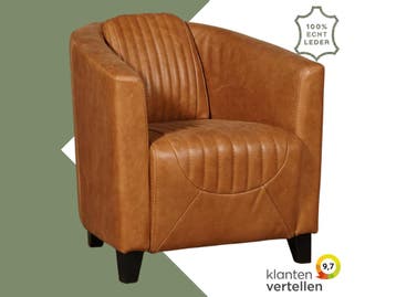 Leren fauteuil Press Special - Vintage Cognac (cognac) -, Nieuw, Ophalen of Verzenden, Eigentijds, Klassiek, Retro, Romantisch, Vintage