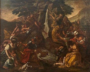 Italiaanse school (XVI) - Mosè fa scaturire lacqua dalla