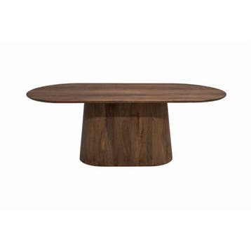 Eettafel Lucas Deens Ovaal Zuil 220x100cm Mango Walnoot, Huis en Inrichting, Tafels | Eettafels, Ophalen of Verzenden, Nieuw