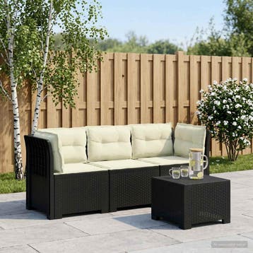 vidaXL 3-zits tuinbank met kussens in rattanlook PP, Verzenden, Nieuw