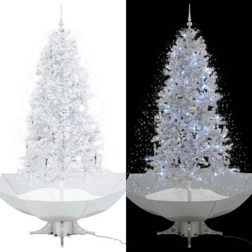 vidaXL Kerstboom sneeuwend met paraplubasis 190 cm wit, Verzenden, Nieuw