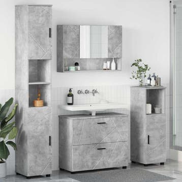 vidaXL Badkamermeubelset 4 st Beton Grijs 35 x 30 x 192 cm, Verzenden, Nieuw, Overige typen