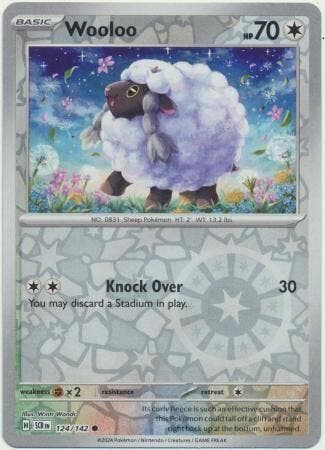 Wooloo 124/142 Reverse Holo Stellar Crown, Ophalen of Verzenden, Nieuw, Losse kaart, Foil