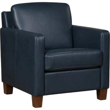 Leren fauteuil Smart - Granada Blue (blauw) - Poten hout, Nieuw, Ophalen of Verzenden, Bohemian, Eigentijds, Modern, Retro, 50 tot 75 cm