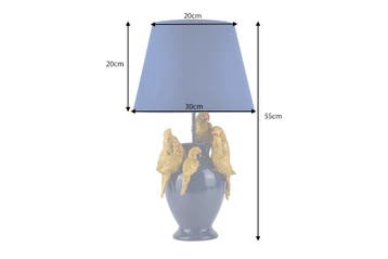 Tafellamp PARROT 50 cm goudblauw met stoffen kap - 48029, Ophalen of Verzenden, Nieuw