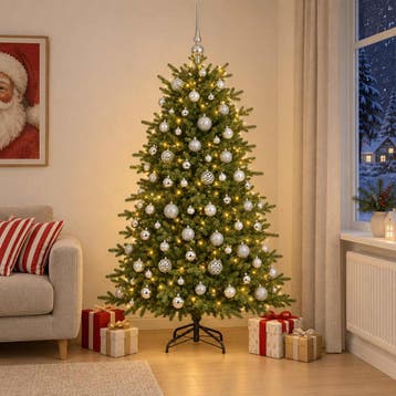 vidaXL Kunstkerstboom met kerstbal 240 cm 300 LEDs Warmwit, Diversen, Verzenden, Nieuw