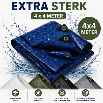 Dekzeil 4 x 4 m, 110 g/m² ultrasterk, 16 ringen, versterk.., Verzenden, Nieuw