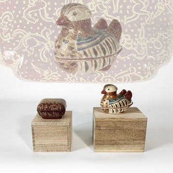 Doos - Porselein, Hout - Twee Kogo-wierookdozen