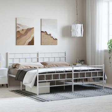vidaXL Bedframe met hoofd- en voeteneinde metaal wit 193x203, Huis en Inrichting, Verzenden, Wit, Metaal, Nieuw
