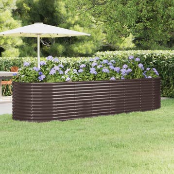 vidaXL Plantenbak 322x100x68 cm gegalvaniseerd staal bruin, 100 cm of meer, Verzenden, Nieuw, Metaal