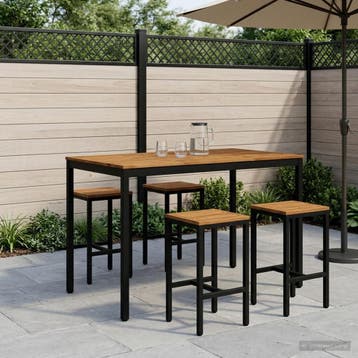 vidaXL Tuinbar Tafel Naturel en Zwart 147 x 88,5 x 105 cm, Verzenden, Nieuw