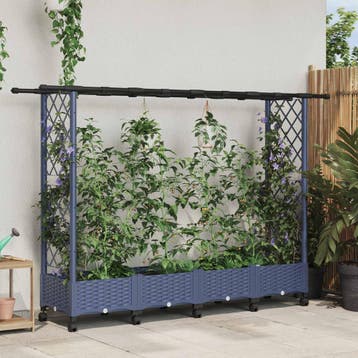 vidaXL Verhoogd Bed met Trellis en Dak Grijs 203 x 40 x 127, Verzenden, Nieuw, Minder dan 60 cm, 60 cm of meer