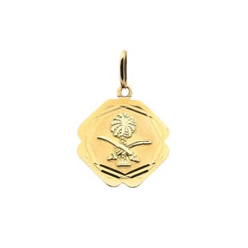 Gouden hanger van het wapen van Saoedi-Arabië, Ophalen of Verzenden, Gebruikt, Goud, Overige merken