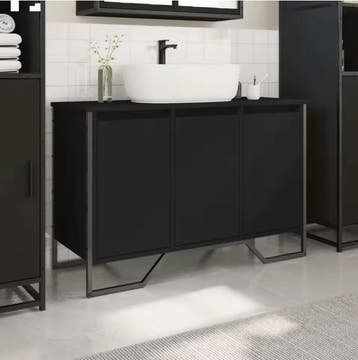 Zwarte Wastafelkast 91 cm – Moderne Badkamerkast, Verzenden, Nieuw
