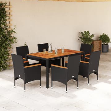 vidaXL 7-delige Tuinset met kussens poly rattan en, Verzenden, Nieuw, 6 zitplaatsen, Tuinset
