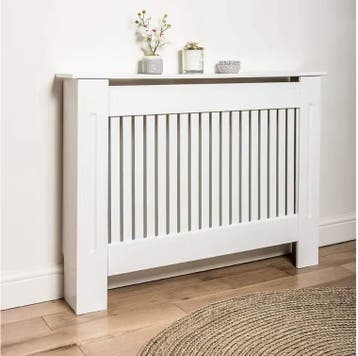 Witte Radiatorombouw MDF – Kast met Lamellen en Plank 92 cm, Verzenden, Nieuw