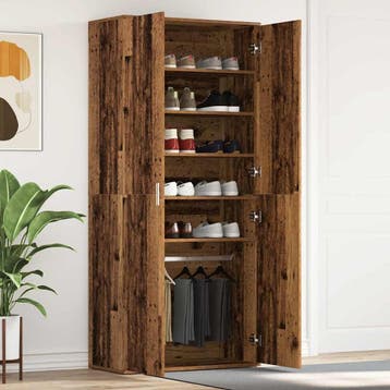 vidaXL Schoenenkast 80 x 39 x 178 cm Bewerkt hout Oudhout, Verzenden, Nieuw