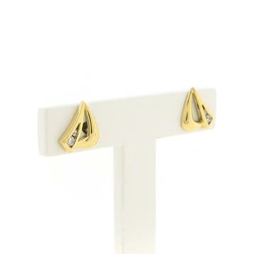 Gouden oorstekers met zirconia (Oorbellen), Gebruikt, Ophalen of Verzenden, Met edelsteen, Goud