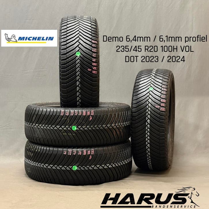 235/45/20 100H VOL Michelin 4seizoensbanden 6,4/6,1mm 4X, Auto-onderdelen, Banden en Velgen, 20 inch, Erkend duurzaam, All Season