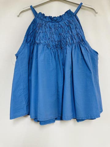 Katoenen zomer spaghetti top - hoge decolleté - cropted top, Nieuw