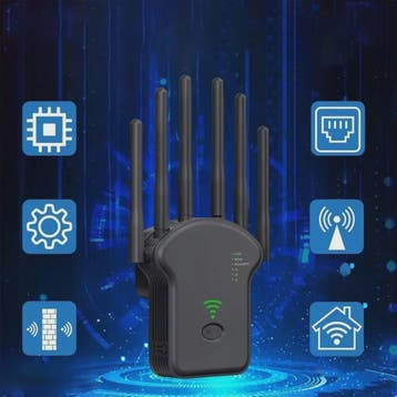 Krachtige WiFi Repeater 1200Mbps met 6 Antennes - Versterk j, Verzenden, Nieuw