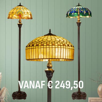 Tiffany vloerlampen -  Direct uit voorraad leverbaar, Huis en Inrichting, Lampen | Vloerlampen, Verzenden, Nieuw, Glas, Tiffany | Glas-in-lood