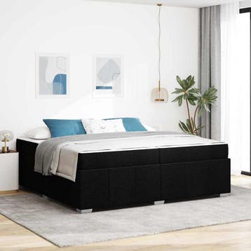 vidaXL Bedframe met matras Zwart 200 x 200 cm Stof, Verzenden, Nieuw, Zwart, Stof