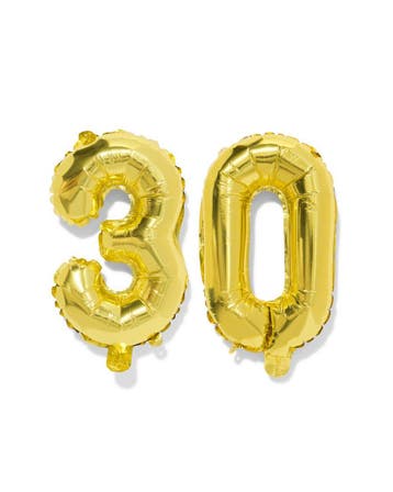 HEMA Folieballon getal 30 60cm goud, Verzenden, Nieuw