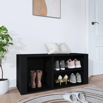vidaXL Schoenenkast 100x35x45 cm bewerkt hout zwart, Verzenden, Nieuw