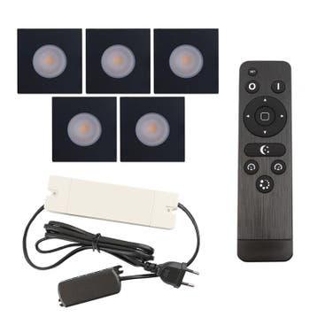 5 vierkante zwarte veranda inbouwspots Dico, IP65, incl., Ophalen of Verzenden, Nieuw