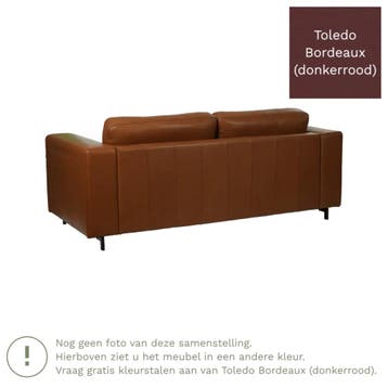 Leren bank Clear - 2,5 zits - Toledo Bordeaux (donkerrood), Bohemian, Eigentijds, Modern, Retro, Vintage, Nieuw, Ophalen of Verzenden