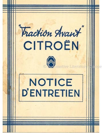 1950 CITROËN TRACTION AVANT INSTRUCTIEBOEKJE FRANS, Auto diversen