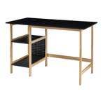 Bureau Dønna 120x60x75 cm mdf zwart en houtkleurig [en.casa], Verzenden, Nieuw
