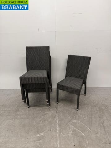 Bolero polyrotan stoelen antraciet (4 stuks) Stapelbaar, Ophalen of Verzenden, Nieuw zonder verpakking