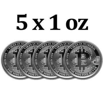 Niue. 2 Dollars 5 x 2022 1oz Niue $2 NZD Bitcoin Silver Coin