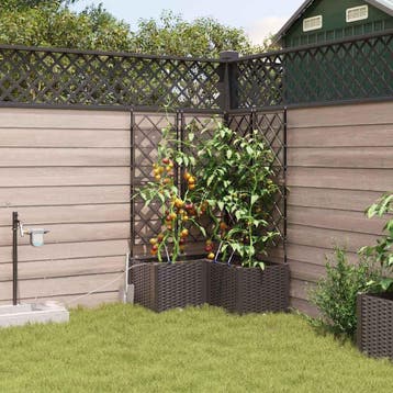 vidaXL Plantenbak 3 st Bruin 80 x 80 x 142 cm PP, Verzenden, Nieuw, 60 tot 100 cm, 60 cm of meer