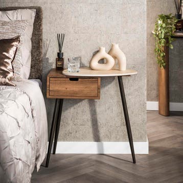 Staand nachtkastje Rens 1 lade links, Verzenden, Nieuw, 55 tot 70 cm, 45 tot 65 cm