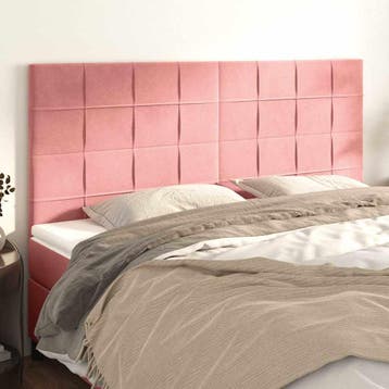 vidaXL Hoofdbord roze 200x5x118/128 cm fluweel, Verzenden, Nieuw, Stof