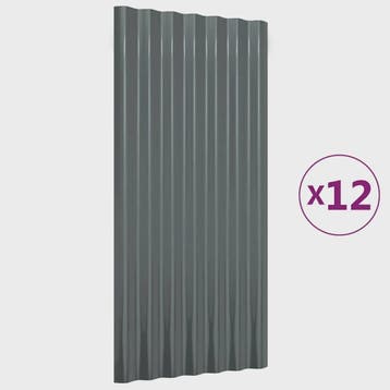 Dakplaten 12 stuks Gegalvaniseerd Staal Antraciet 80x36 cm, Verzenden, Nieuw