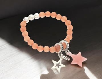 Natuurstenen kralen Biba Armband roze met ster silver pla..., Ophalen of Verzenden, Nieuw, Kraal