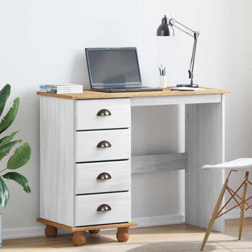 vidaXL Schrijfbureau ASKIM Wit 95 x 40 x 75 cm Massief, Huis en Inrichting, Verzenden, Nieuw