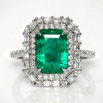 Zonder minimumprijs - Ring - 14 karaat Witgoud, IGI 3,07 ct, Nieuw