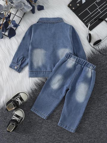 Stoere Denim Set voor Baby Meisjes: Jasje & Jeans met Ripped, Verzenden, Nieuw