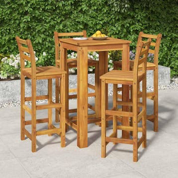 vidaXL 5-delige Tuinbarset massief acaciahout, Verzenden, Nieuw, Hardhout, 4 zitplaatsen